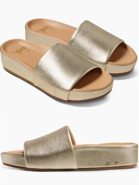 beek Metallic Gold Slide Sandals